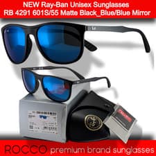Image of BRAND NEW Ray-Ban Unisex Sunglasses RB 4291 601S/55 Matte Black_Blue/Blue Mirror