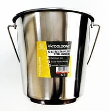 Image of Toolzone 12 Litre Stainless Steel Bucket, Silver