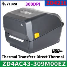 Image of Zebra ZD421T 300DPI USB Transfer+Direct Thermal Label Printer ZD4AC43-309M00EZ