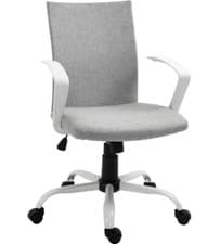 Image of Vinsetto Home Office Linen Chair Swivel Computer Desk Task Chair, Light Grey