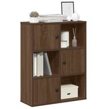 Image of WALPLUS Bookcase Brown Oak 60x24x76.5cm Compact Engineered Wood Storage Unit