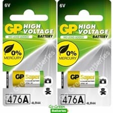 Image of 2 x GP 4LR44 6V Alkaline Batteries 476A A544 PX28A L1325