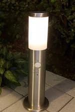 Image of Stainless Steel Outdoor Bollard Light Garden Path Lamp & PIR Motion Sensor IP44