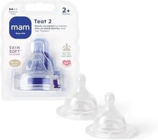 Image of MAM Teats Size 2 | 2 Pack | Medium Flow | Fits All MAM Bottles | Suitable from 2