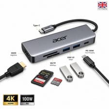 Image of acer USB C Hub, 7-in-1 USB C to HDMI Adapter 4K@60Hz, 2 * 5Gbps USB 3.0 & Type-C