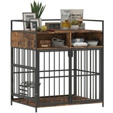 Image of PawHut Dog Crate Furniture, Dog Cage with Rotatable Feeding Station