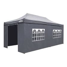 Image of Premium 3x6m Pop-Up Gazebo & Side Walls with Carry Bag, Stakes & Weight - Grey