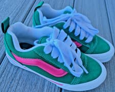 Image of Vans Little Kids' Knu Skol Casual Shoes/Sneakers Green/Pink Size 1