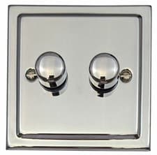 Image of G&H TC522 Trimline Polished Chrome 2 Gang 1 or 2 Way LED Dimmer Switch