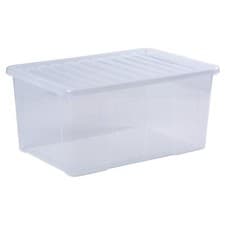 Image of 3 x Plastic Storage Box W/ Lids 90 L Storage Wham Crystal, Heavy Duty Tint Clear