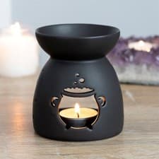 Image of Black Cauldron Cut Out Oil Burner Wax Melt, Home Fragrance Gift, Halloween Decor