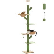 Image of PAWZ Road Floor to Ceiling Cat Tree Tower Cactus Scratching Post Activity Center