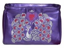 Image of Anna Sui Flight of Fancy Zipped Purple Make Up Cosmetics Pouch Bag *New*