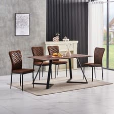 Image of OAK Effect Dining Table Set 6/4 Leather/Velvet/Suede Chairs Kitchen Home Office