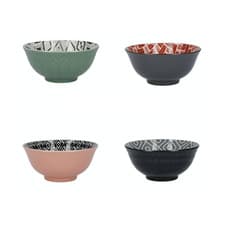 Image of KitchenCraft 4 Piece Ceramic Cereal/Dessert Bowl 'Designed For Life' 15 cm