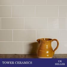 Image of Cream Beige Ceramic 100x200mm Gloss Ceramic Wall tiles