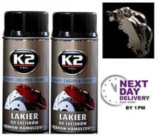 Image of 2 x K2 BRAKE CALIPER PAINT BLACK HIGH GLOSS 260°C Resistant Spray Lacquer 400 mL