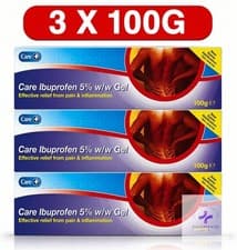Image of 3 x Care Ibuprofen Gel 5% Pain Relief Backache 100g Pain Muscle Relief Gel