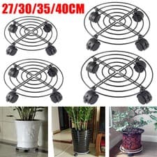 Image of 27/30/35/40cm Plant Pot Round Wheel Mover Trolley Caddy Garden Plate Metal Stand