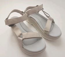 Image of Teva Jadito Universal Slingback Platform Sandals Birch Tan White Women Sz 6 New