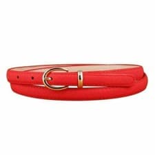 Image of QUALITY LADIES GIRLS THIN SKINNY SOLID FAUX LEATHER ADJUSTABLE SKATER WAIST BELT