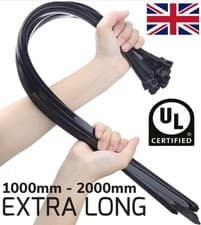 Image of Extra Large Cable Ties Heavy Duty Long and Wide Zip Ties Black 1000mm - 2000mm