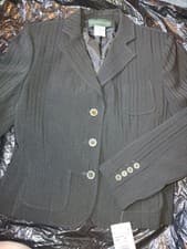 Image of 5/$25 NWT Sz 10 Vintage Women’s Black On Black Striped Blazer Stretch