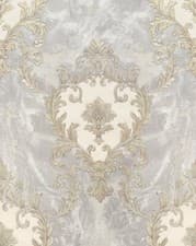 Image of Rasch Sienna Damask Vasari Metallic Italian Grey Luxury Wallpaper 534351