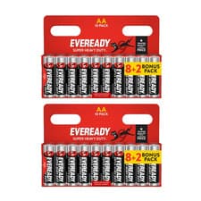 Image of Pack of 20 Eveready Super Heavy Duty AA Zinc Batteries Emergency Kits & Backup