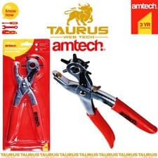 Image of AMTECH Revolving Leather Punch Plier 6 Size DIY Belt EYELET Hole Puncher Tool UK