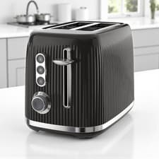 Image of 2 Slice Toaster Breville Bold Black Silver Chrome Wide Slot Toasters Kitchen