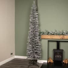 Image of Choice of Size: Grey Artificial Pencil Tree with Green Metal Stand