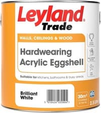 Image of Leyland Trade Acrylic Eggshell Paint - Brilliant White 2.5L