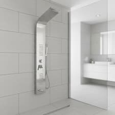 Image of Manual Thermostatic Shower Panel Tower 48 Body Jets Waterfall Bath Spout 5 in 1