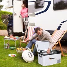 Image of 12v Portable Car Refrigerator w/ Inner LED Light for Campervan RV Boat Travel
