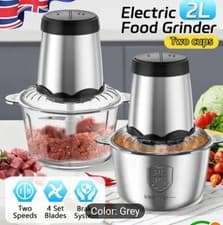 Image of 2-in-1 Multi Food Processor with 2L Glass & 304 Stainless Steel Bowl,...