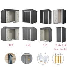 Image of BIRCHTREE Garden Shed Metal Pent Roof Outdoor Storage With Free Foundation New