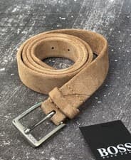 Image of Hugo Boss Men Fawn Suede Leather Belt Formal Wear