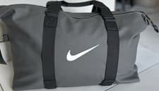 Image of Nike Grey & Black Duffle Bag with Adjustable Strap & Zip Fastener