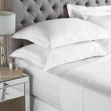 Image of Riva Paoletti 100% Egyptian Cotton Percale 200 Thread Count Fitted Sheet, White