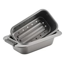 Image of Anolon Advanced Nonstick Bakeware 2-Piece Loaf Pan Set, Gray with Silicone G...