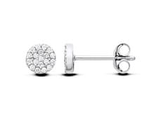 Image of Sterling Silver 925 Simulated Diamond Round Cluster Pave Set Stud Earrings