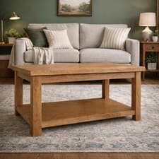 Image of Oakcroft Coffee Table – Rustic Oak Living Room Table with Lower Shelf