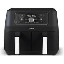 Image of Tower T17181AFR Vortx Dual Basket Air Fryer, 8L dual basket, Black