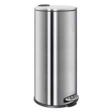 Image of 1x Chrome 30L Round Stainless Steel Kitchen Pedal Bin Rubbish Waste Dustbin