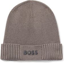 Image of Hugo Boss Asic Beanie X 056 Light Pastel Grey Pull On Cotton Blend Knit Hat OS