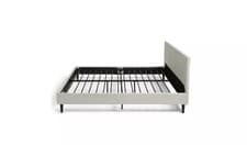 Image of Single Bed Frame White Faux Leather Metal Slats Argos Home Skylar - New Boxed