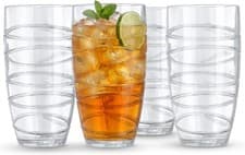 Image of 4x Plastic Tumbler Glasses Deluxe Drinking Reusable Clear Drinking Party 600ml