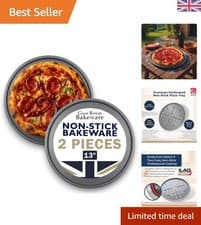 Image of 13 Inch Non-Stick Pizza Baking Trays - Set of 2 for Ultimate Home Pizzas