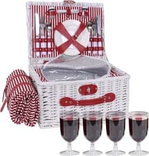 Image of Picnic Basket 4 Person Set Wicker Waterproof Blanket Picnic Blankets